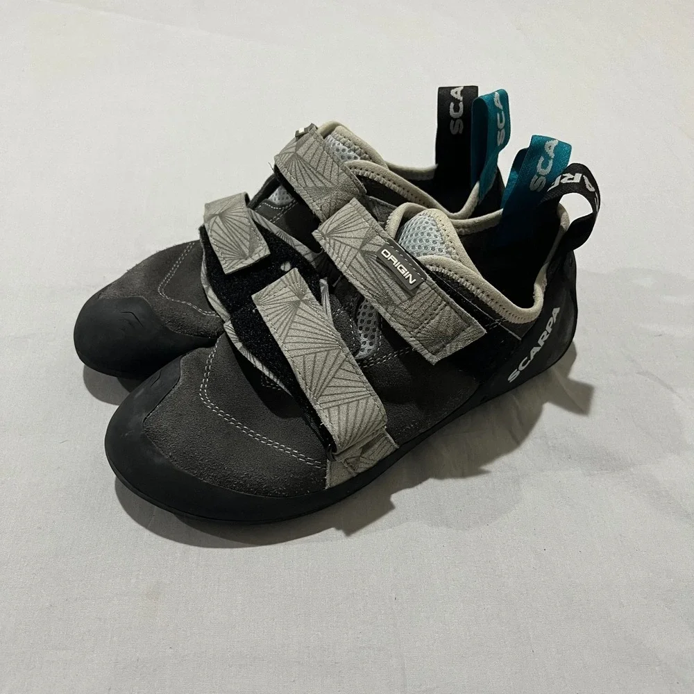 Scarpa Origin Mens Iron Gray Black Adjustable Fit Climbing Shoes 8.5 9.5